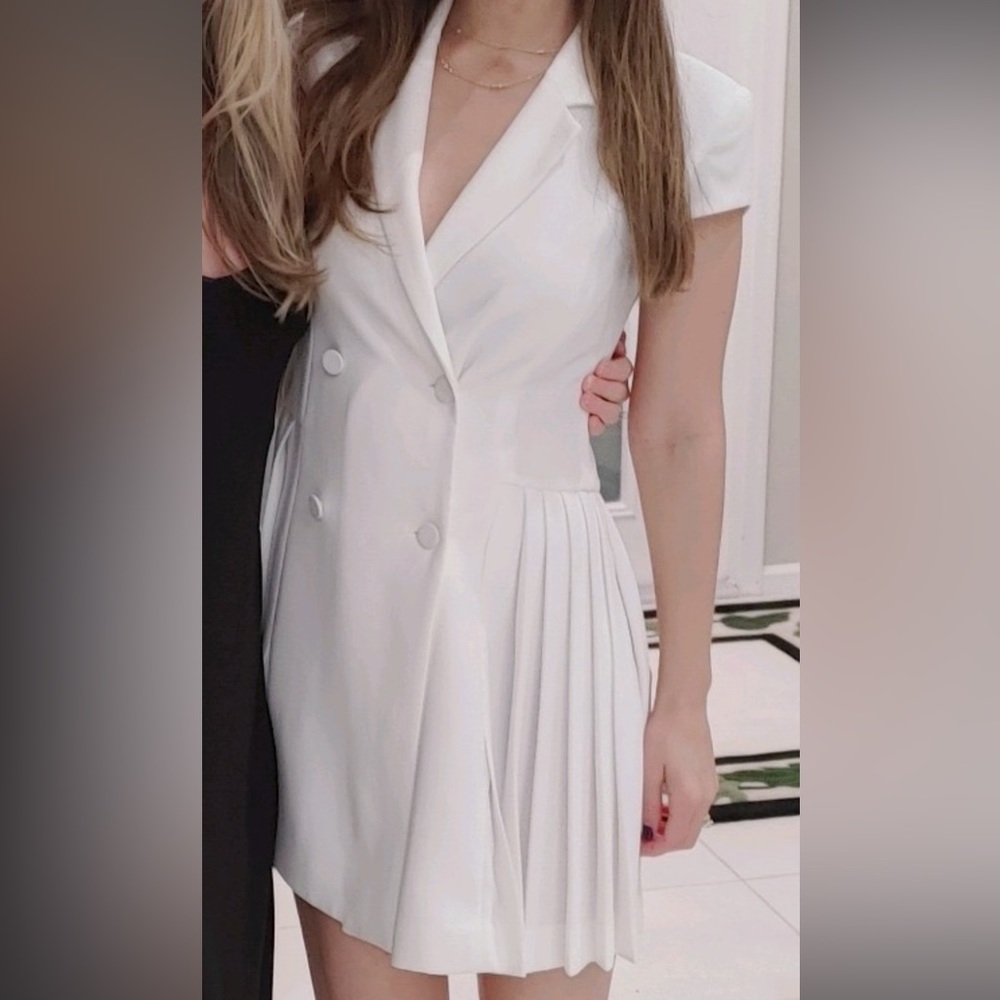 The Kooples White Paris Pleated Blazer Dress size 0